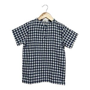 Motu Boys Gingham Shirt Size 10 Short Sleeves Blue White